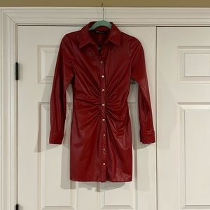 NWT Zara Rich Red Faux Leather Dress (size XS)